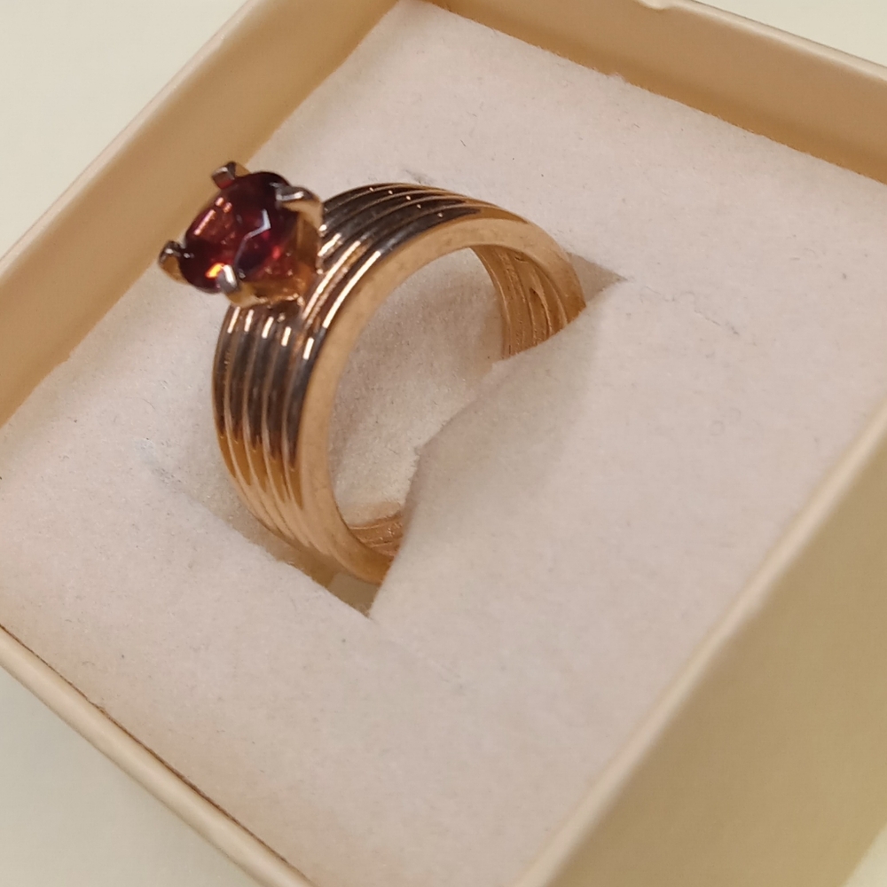 Sterling Silver 925 Gold Tone Pink Gemstone  Ring size 6 - Picture 8 of 13